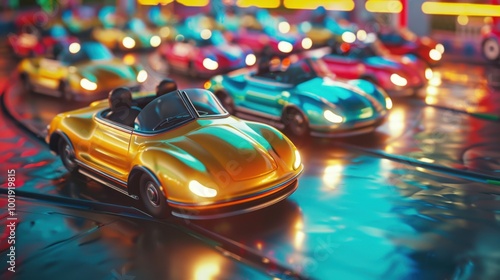 Bumper Cars: Dive into the fun in this vibrant arena filled with electric-powered cars, where riders can bump into each other in a whirlwind of playful chaos.
 photo