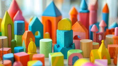 Colorful didactic wooden toys