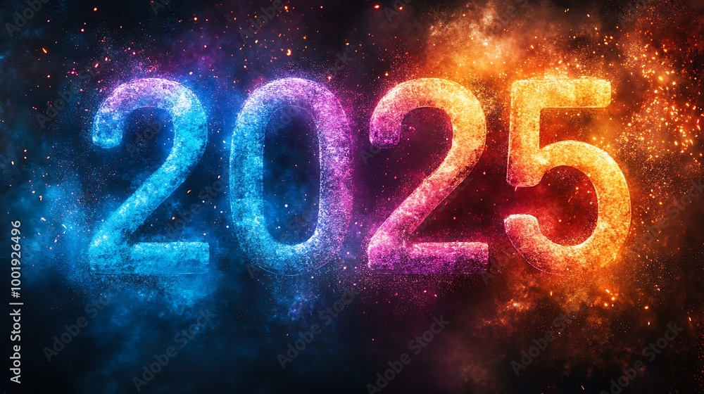 Vibrant 2025 Typography with dark Background. Dynamic 2025 Graphic Design Vibrant 2025 Typography with dark Background. Dynamic 2025 Graphic Design