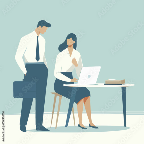 business conversation, job interview vector illustration