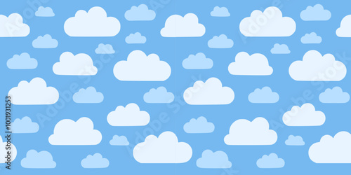 Canvas Print Blue Clouds Pattern Background