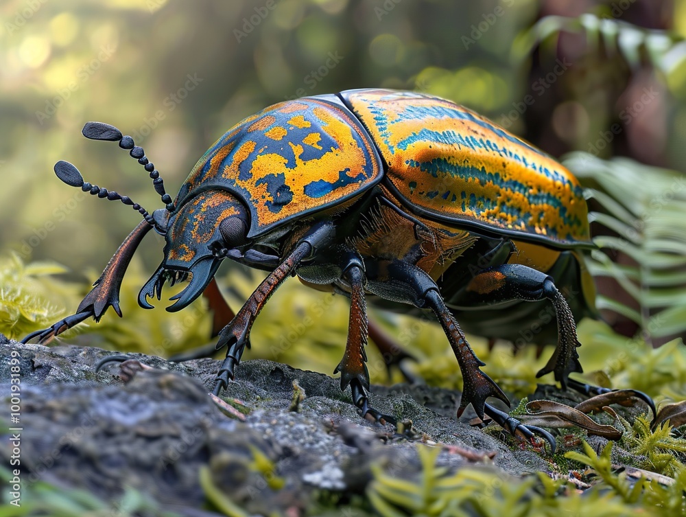Naklejka premium Vibrant Metallic Beetle Close Up - Nature Photography