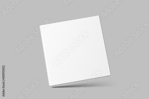 Square Book Cover Mockup on Grey Background