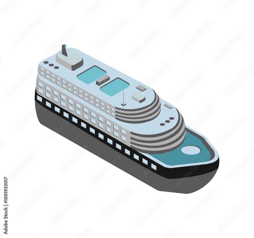 Isometric illustration of modern cruise ship Isometric illustration of modern cruise ship