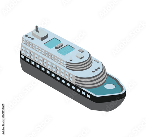 Isometric illustration of modern cruise ship