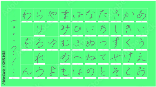 流れる線が可愛いひらがな(Hiragana, Japanese)