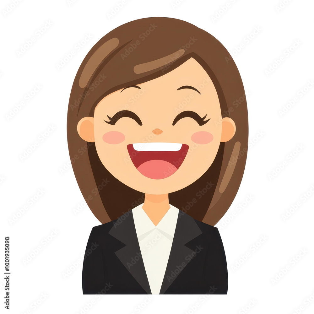 Vibrant illustration showcasing a joyful businesswomans head in a sleek, modern avatar style on a clean white backdrop. Vibrant illustration showcasing a joyful businesswomans head in a sleek, modern avatar style on a clean white backdrop.