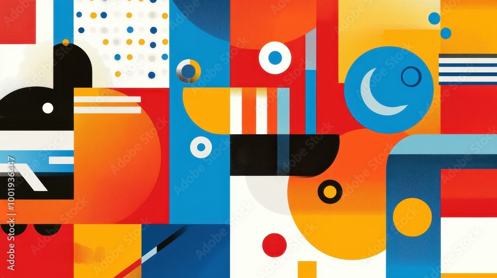 Dive into the vibrant world of geometric shapes with this colorful modern abstract poster Perfect for any creative space. Dive into the vibrant world of geometric shapes with this colorful modern abstract poster Perfect for any creative space.