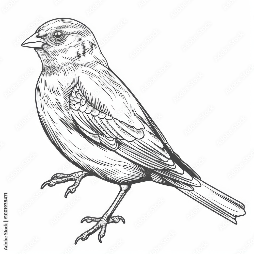Fototapeta premium Line Art of a Canary on a Clean Background