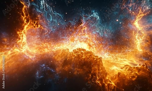 Wallpaper Mural Cosmic scene depicting vibrant nebulae and starry background. Torontodigital.ca