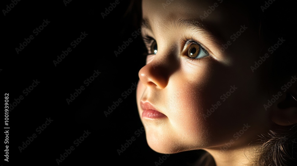 Fototapeta premium Portrait of a child with dramatic lighting