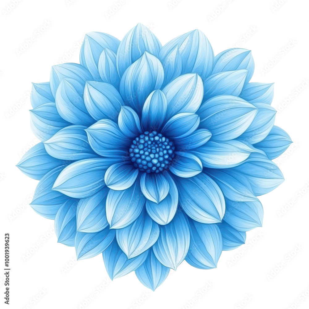 Obraz premium Stunning blue flower stands alone on a pure white background, showcasing its vibrant color and delicate petals.
