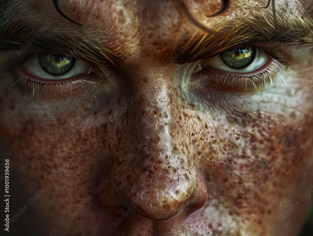Intense Gaze: A Close-Up Portrait of a Man's Face Intense Gaze: A Close-Up Portrait of a Man's Face