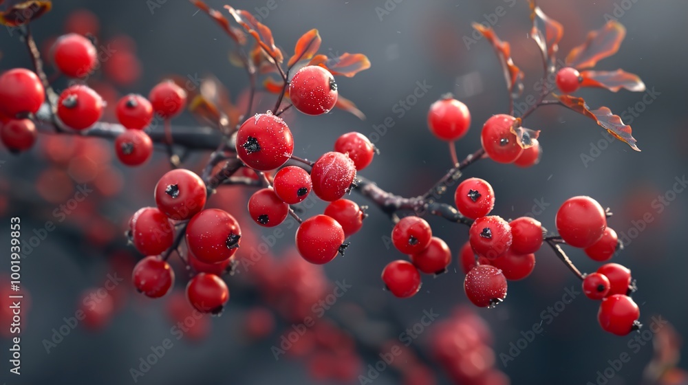Close-Up of Red Berries on a Branch in Winter Close-Up of Red Berries on a Branch in Winter