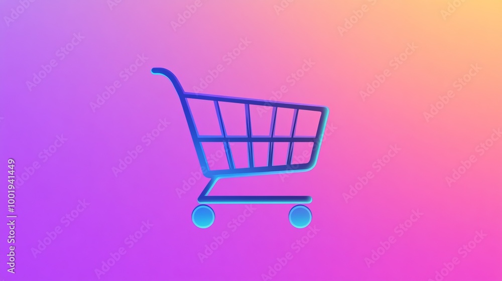 Shopping cart icon with a simple flat design Shopping cart icon with a simple flat design