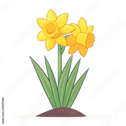 Wallpaper Mural A vibrant cartoonstyle scene filled with bright daffodils and wildflower asters, bursting with playful textures and colors. Torontodigital.ca