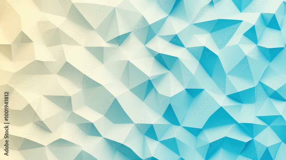 Obraz premium This chic flat design showcases playful textured triangles in soft turquoise and light yellow, brightening up any room.