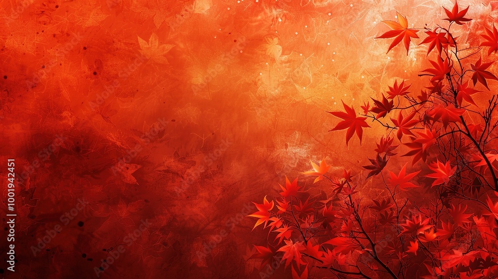 Gorgeous Autumn Red Maple Leaf Forest Background Picture: A Captivating Seasonal Display. Admire the Beauty and Tranquility.