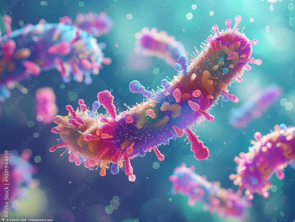 Microscopic View of a Virus: Colorful 3D Illustration Microscopic View of a Virus: Colorful 3D Illustration