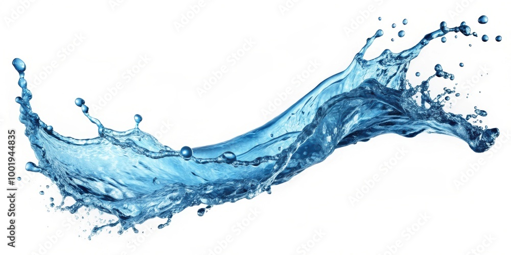 Fototapeta premium render of clear blue water splashing around, isolated on white background, water, splash,blue,render,isolated, white background