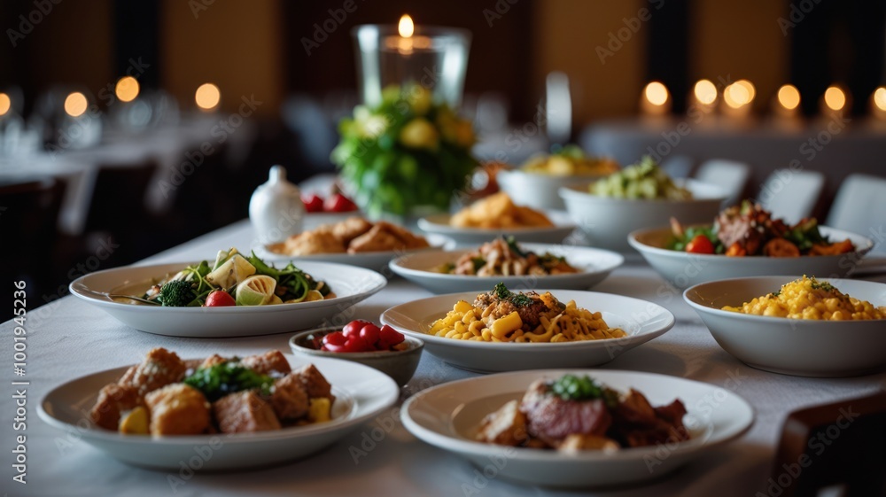 Delectable Dishes on a White Tablecloth Delectable Dishes on a White Tablecloth