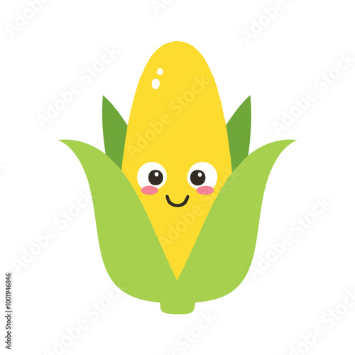 Corn Vegetable Cute Cartoon Fresh Animation Kawaii Healthy Character
