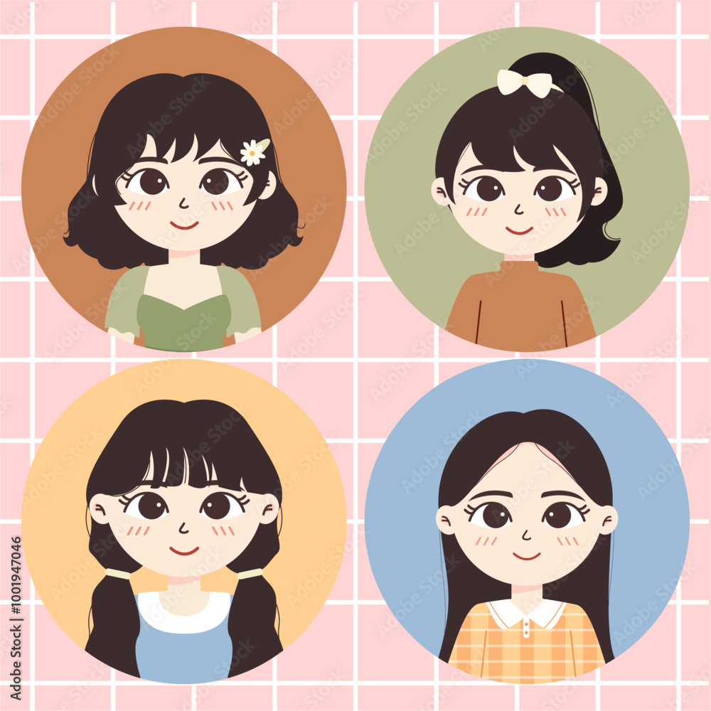 Girl avatar with different hair style Girl avatar with different hair style