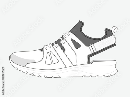 Ladies running sneakers vector mockup template