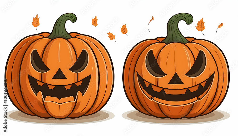 Halloween Pumpkin Set with Spooky Faces and Autumn Vibes Halloween Pumpkin Set with Spooky Faces and Autumn Vibes