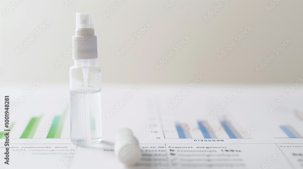 Minimalist nasal spray bottle on white background, clean and modern design for respiratory health and wellness. Minimalist nasal spray bottle on white background, clean and modern design for respiratory health and wellness.