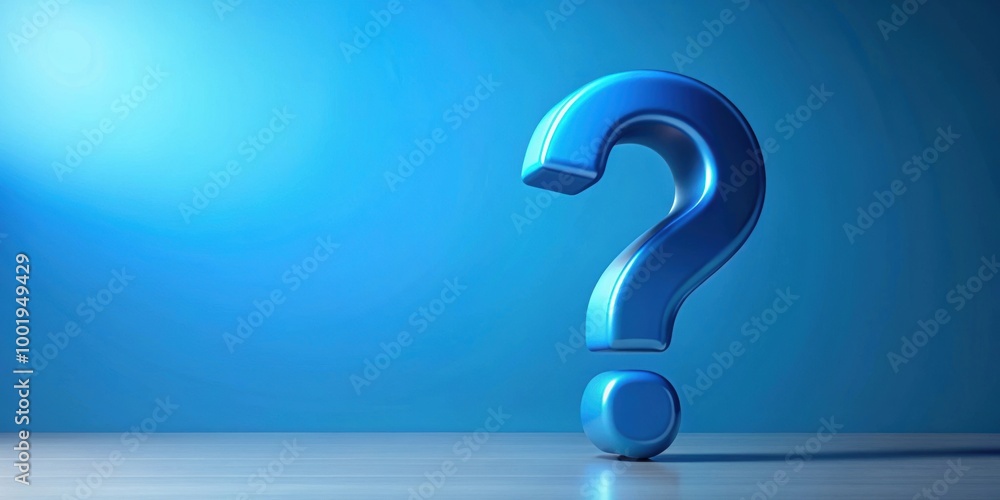Bright blue question mark floating in the air against a blue background, blue, question mark, floating, air, bright Bright blue question mark floating in the air against a blue background, blue, question mark, floating, air, bright