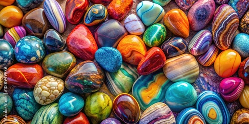 Layers of vibrant multicolored stones with wavy patterns, stones, multicolored, layer, texture, vibrant, colorful, pattern