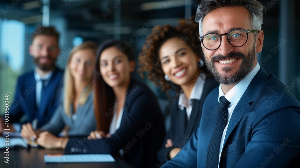 Modern Boardroom Group of Employees in Meeting Modern Boardroom Group of Employees in Meeting