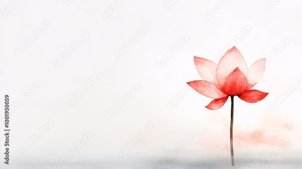 Fototapeta premium Elegant Red Lotus Flower on Soft Background