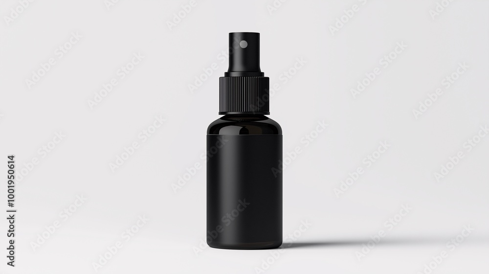 Sleek Black Spray Bottle on White Background Sleek Black Spray Bottle on White Background