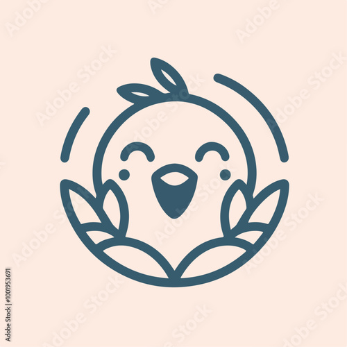 Cartoon illustration of laughing Cute little bird laughed out loud. Best for sticker, logo, and mascot with wildlife themes photo