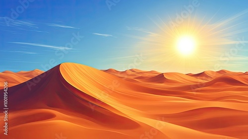 Golden Desert Dunes Under a Bright Sun