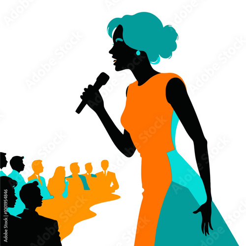 A motivational speaker woman. PNG and Vector