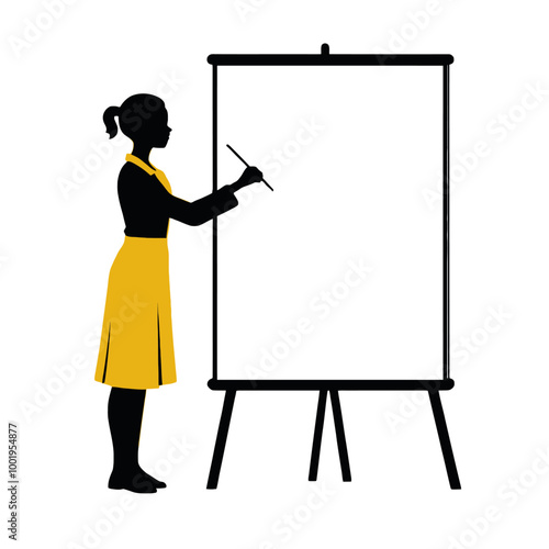 A woman focused  in a professional environment, PNG