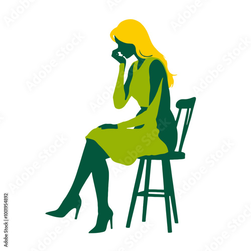 A female in depression and loneliness , anxiety, mantel health, breakup concepts, PNG