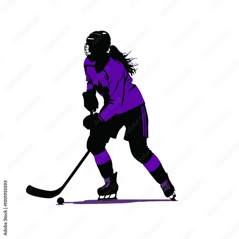 Fototapeta premium Woman hockey player. PNG and Vector