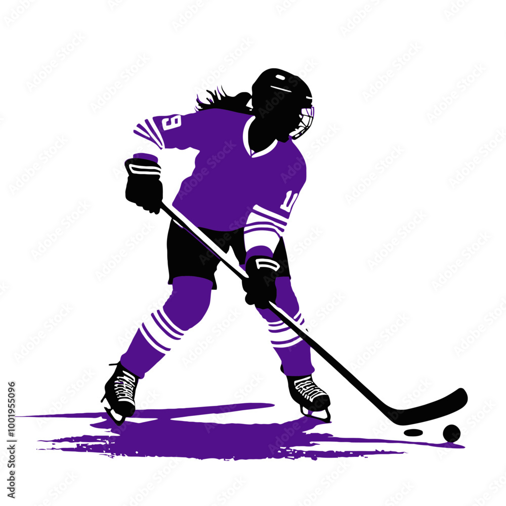 Obraz premium Woman hockey player. PNG and Vector