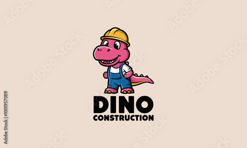 Cute dinosaur dressed for construction work.