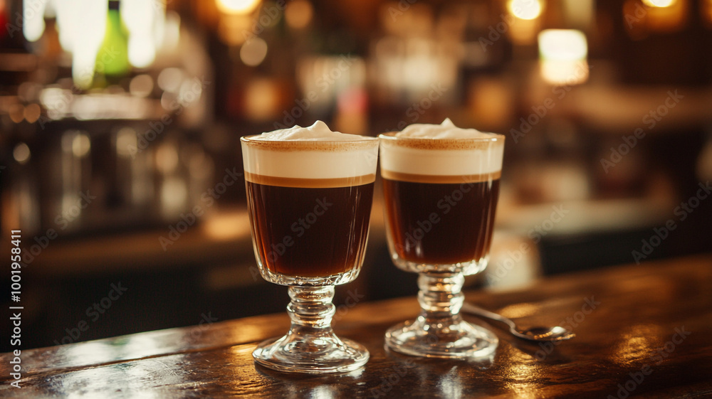 Celebrating National Bartender Day with expertly crafted Irish coffees at a cozy bar Celebrating National Bartender Day with expertly crafted Irish coffees at a cozy bar