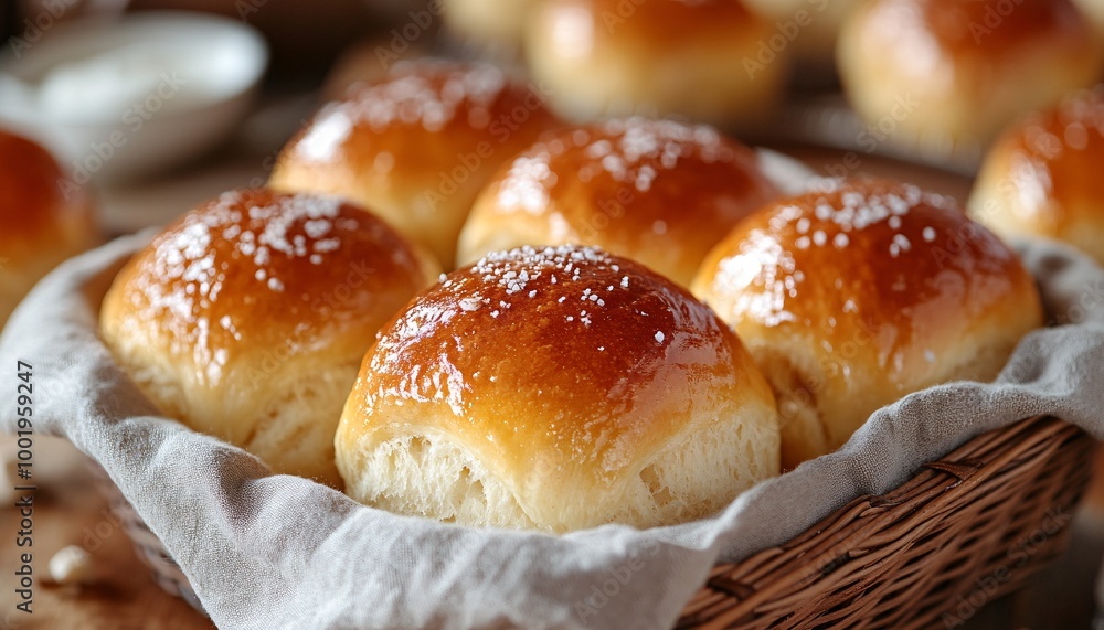 Warm and Freshly Baked Dinner Rolls in a Cozy Home Dining Setting with Soft Focus Background Warm and Freshly Baked Dinner Rolls in a Cozy Home Dining Setting with Soft Focus Background