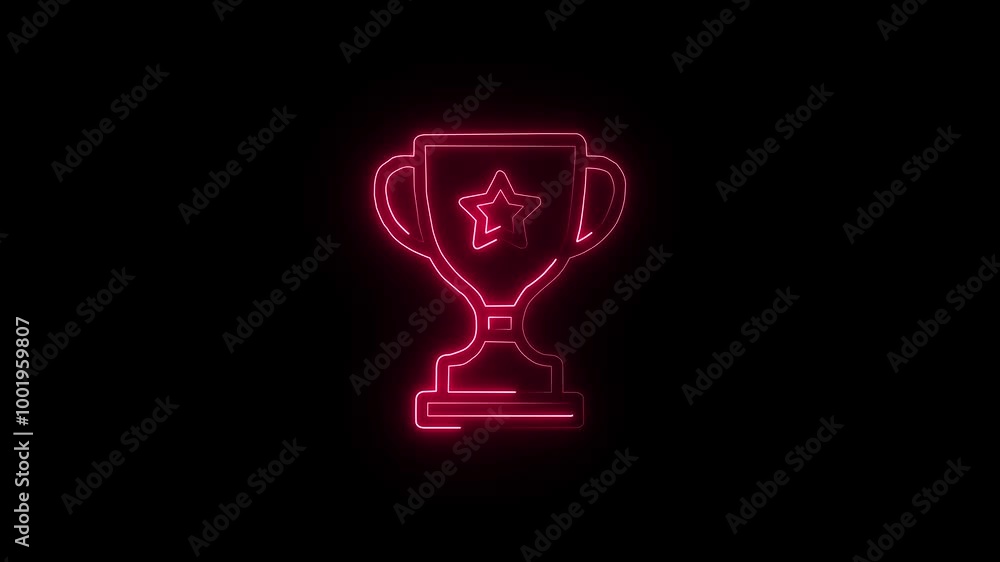 Glowing neon line Award cup icon isolated on black background. Winner trophy symbol icon animation . Glowing neon line Award cup icon isolated on black background. Winner trophy symbol icon animation .