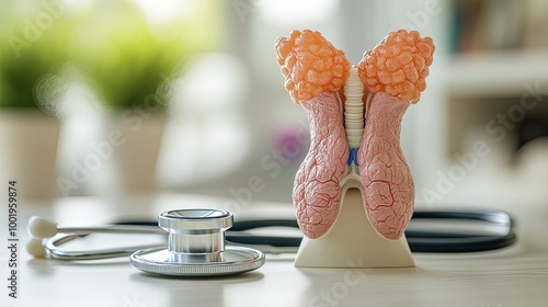 Anatomical Model of the Thyroid Gland with a Stethoscope photo