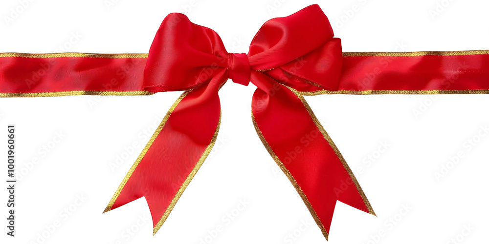 Isolated red ribbon with gold bow on transparent Isolated red ribbon with gold bow on transparent