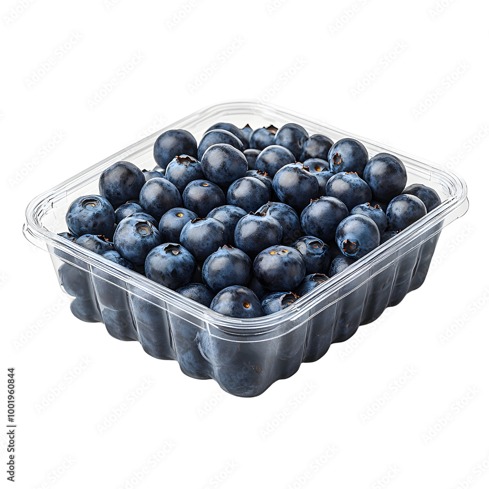 Fresh blueberries in a clear plastic container, perfect for healthy snacking or baking. Fresh blueberries in a clear plastic container, perfect for healthy snacking or baking.