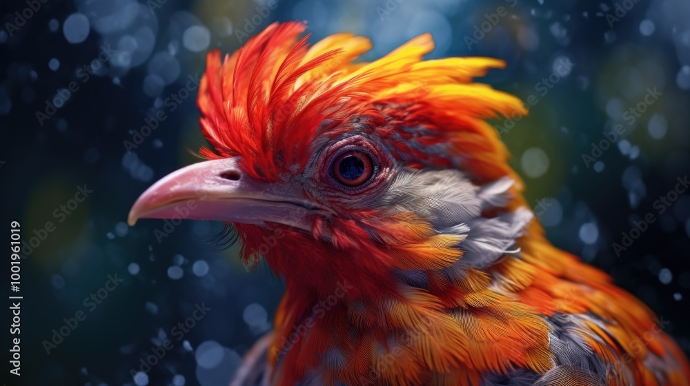 Fototapeta premium Close-up Portrait of a Red-Crested Bird